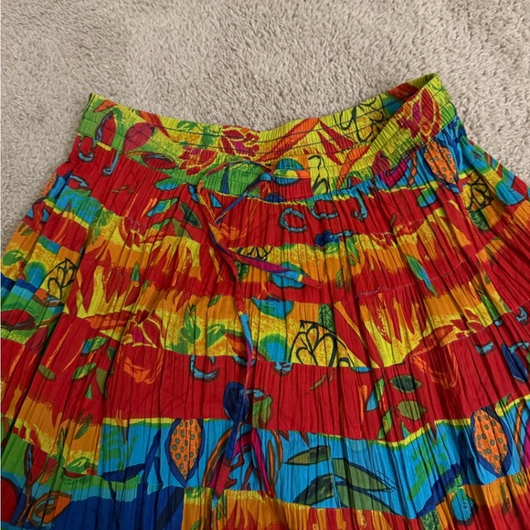 Vintage Phool Skirt Women L Colorful Reversible Flowy Hippe Boho Maxi Festival - Picture 4 of 5